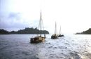 Train of Laden Sailing Boats, Singapore Harbour
